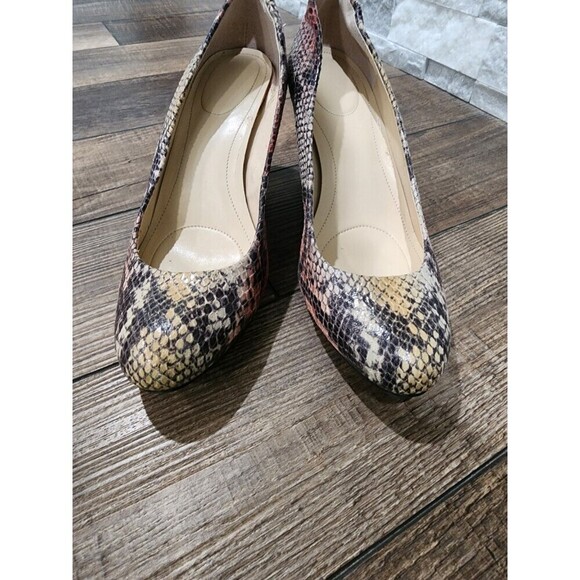 Calvin Klein Heels Renni 2 Tone Snake Patent Pumps Pink Grey Leather Size 8M - Picture 7 of 11